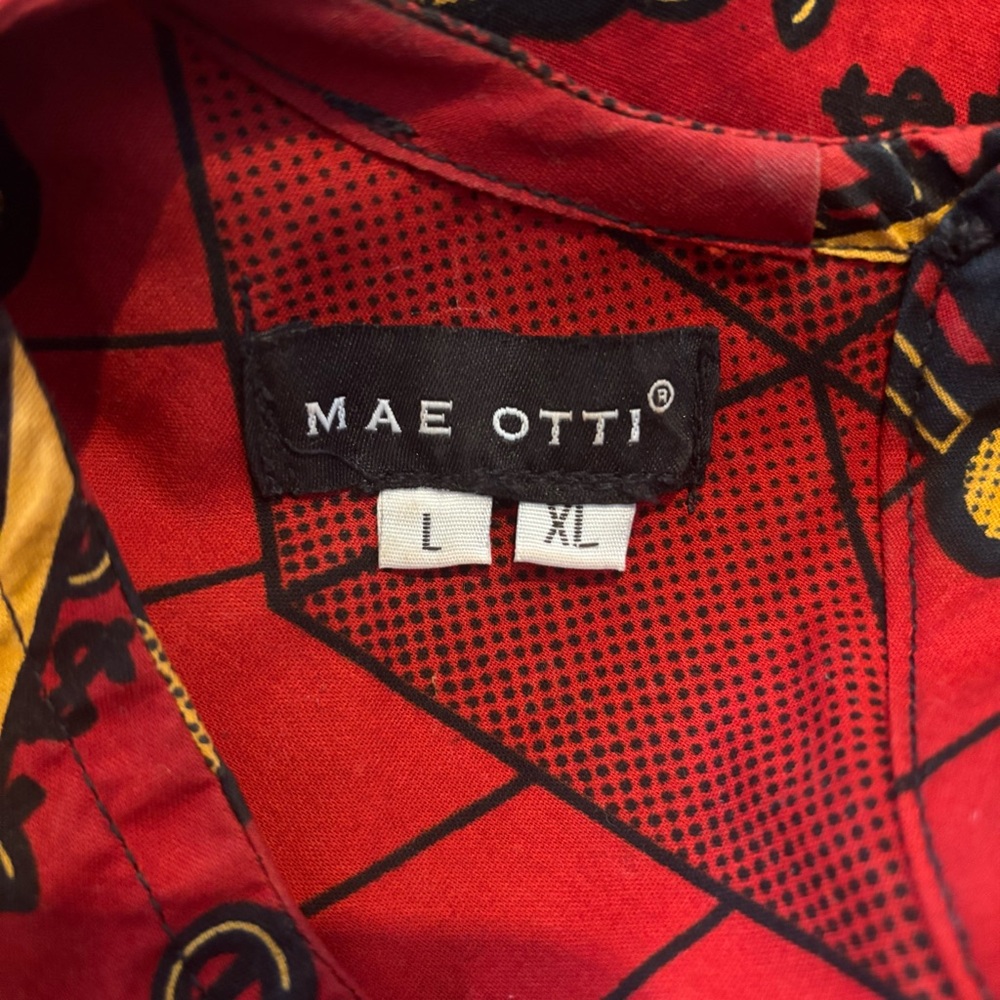 Red Printed Mini Dress - Bold Graphic Swing Dress - Picture 6 of 6